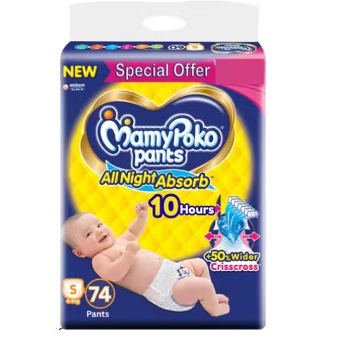 MamyPoko Standard Small Size 74 Diapers Pant Diapers – S (74 Pieces)